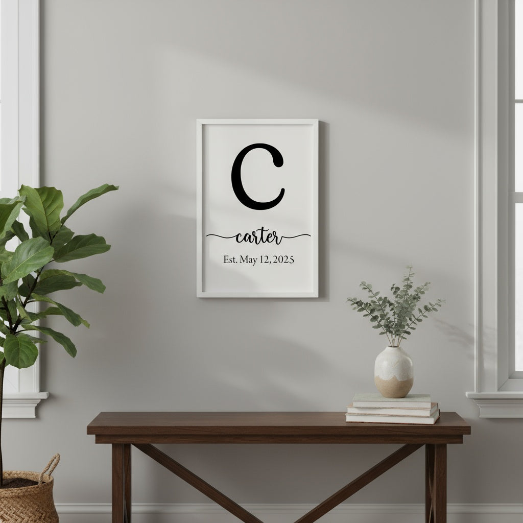 Personalized Family Name Sign with Initial