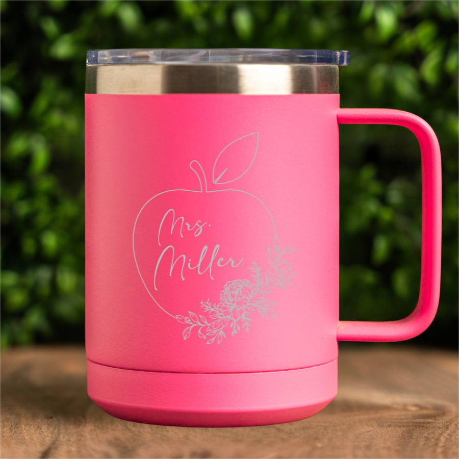 Personalized 15oz Stainless Steel Apple Teacher Mugs