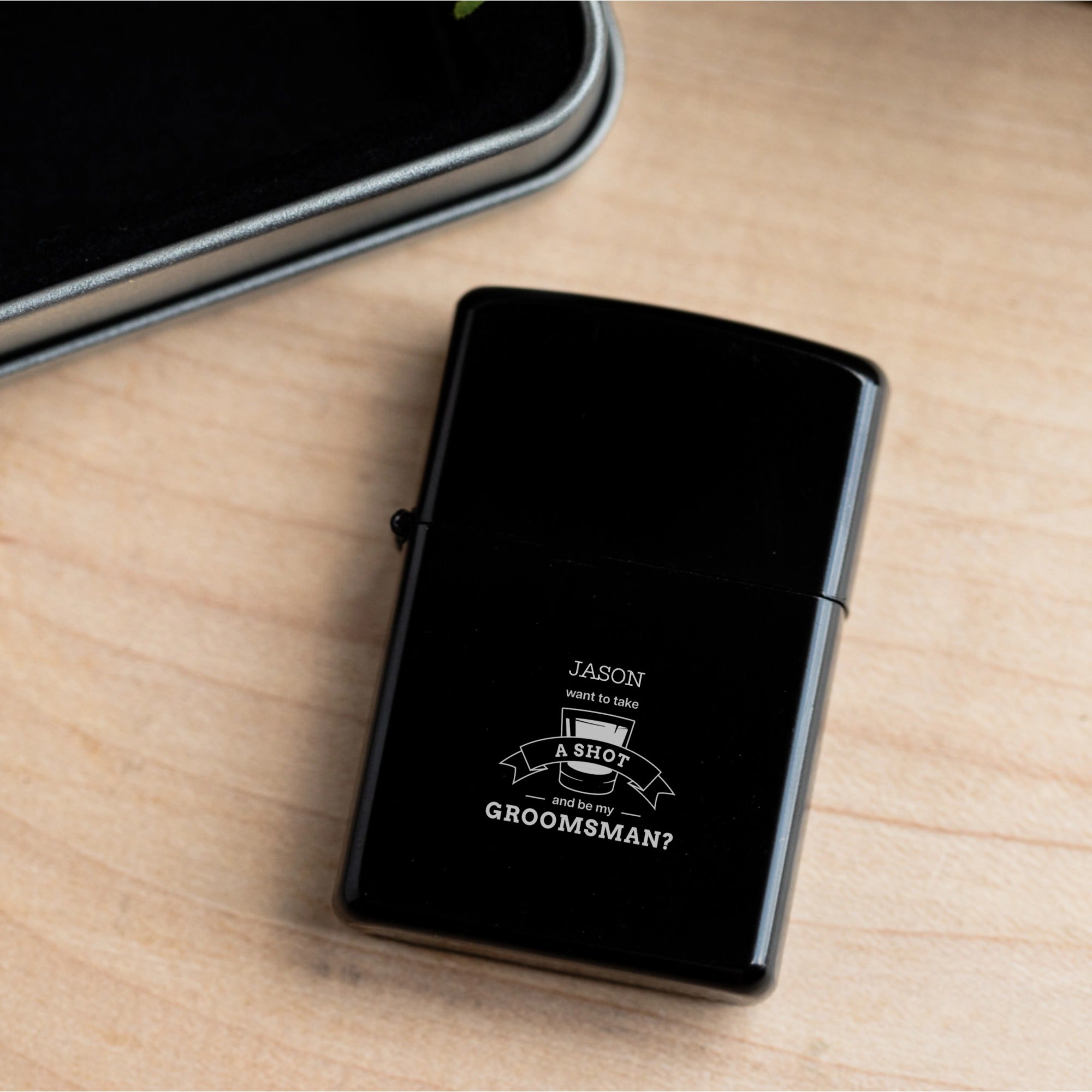 Personalized Groomsmen Proposal Black Lighter
