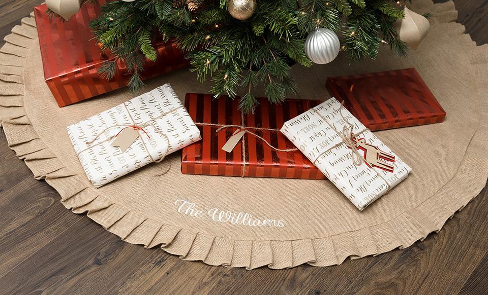 Personalized Burlap Christmas Tree Skirt