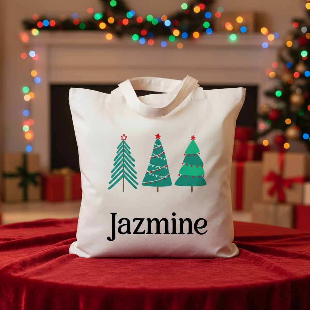 Personalized Kids Christmas Tote Bag