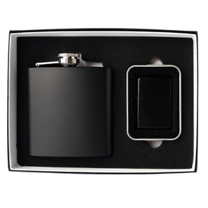 Personalized Black Flask & Lighter Gift Set