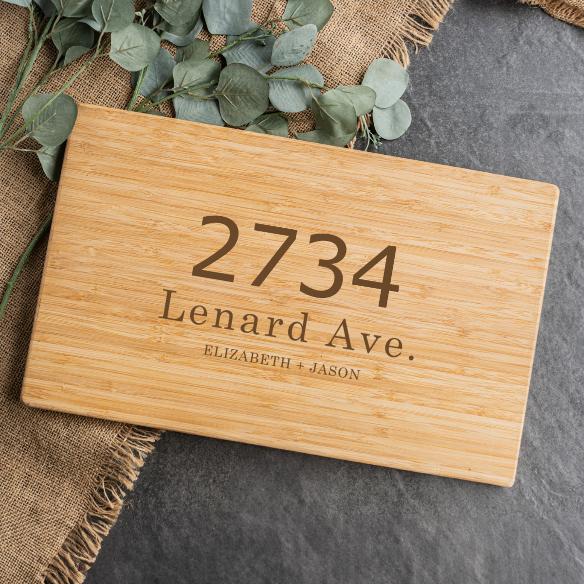 Personalized 11x17 Bamboo Cutting Board Address