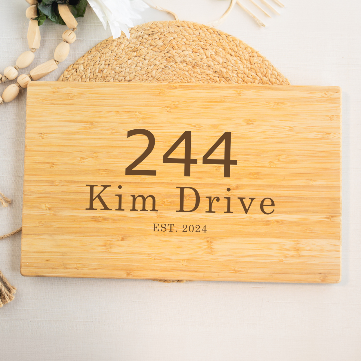 Personalized 11x17 Bamboo Cutting Board Address