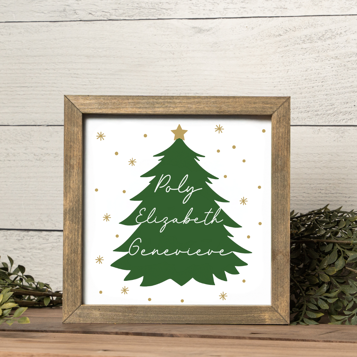 Personalized Family Names Christmas Tree Framed Sign