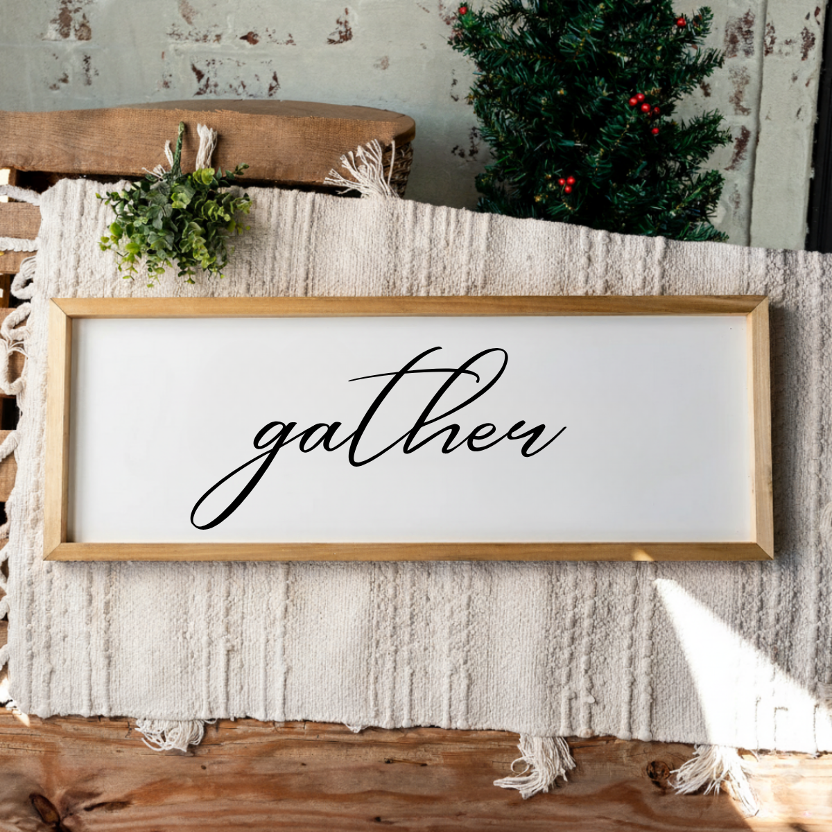 Gather Wood Framed Sign – Personalized Guru