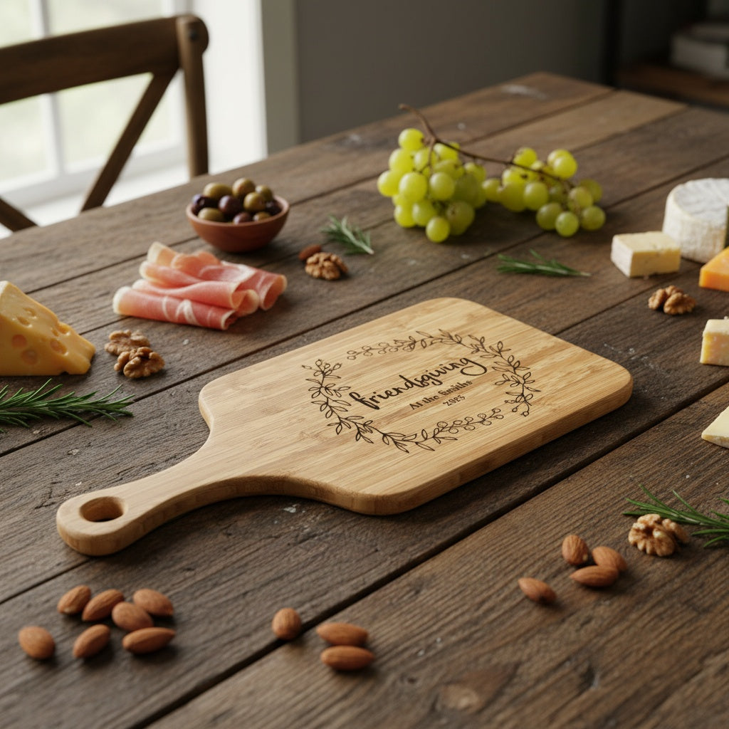 Friendsgiving Bamboo Paddle Cutting Board
