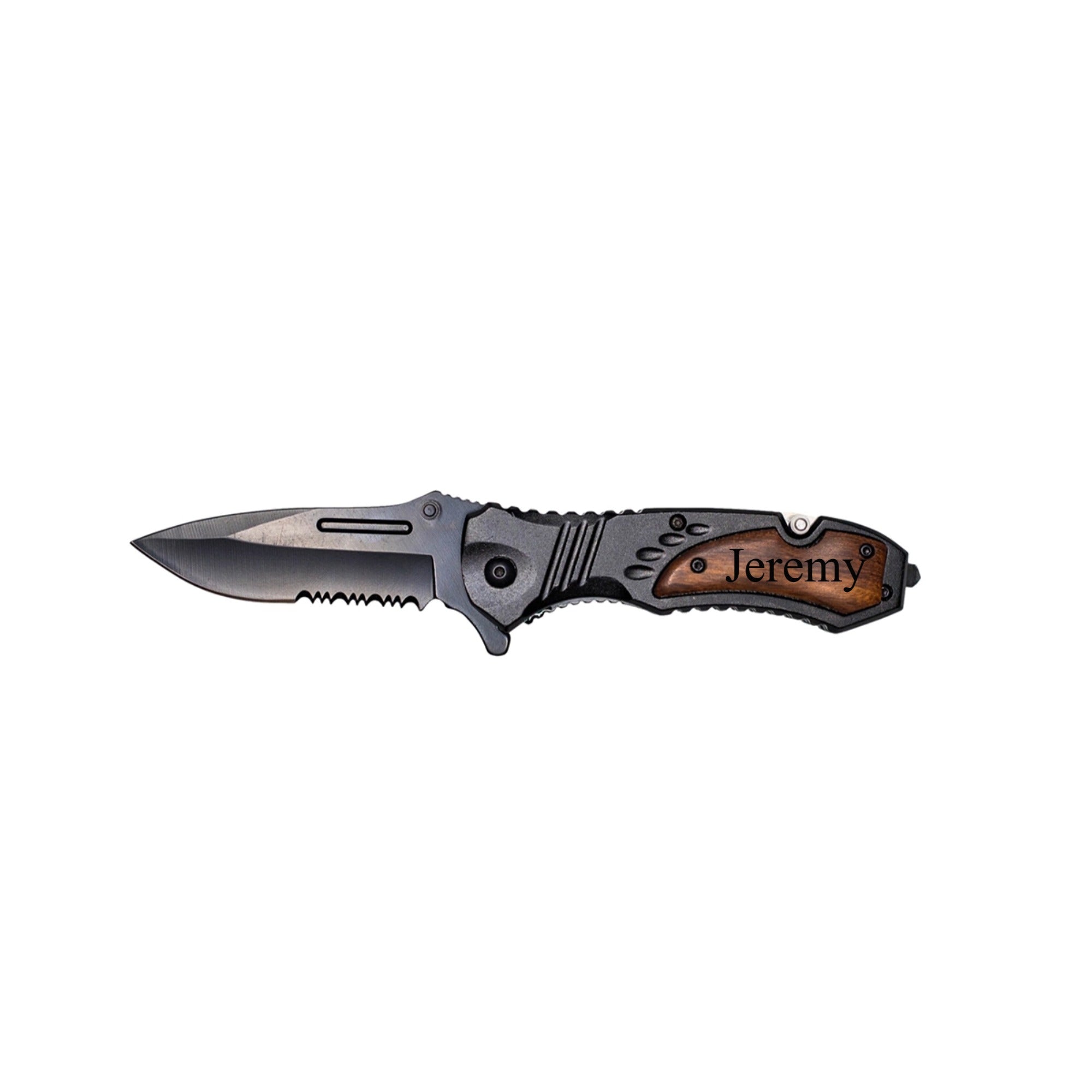 Personalized Black Handle & Blade Hunting Knife