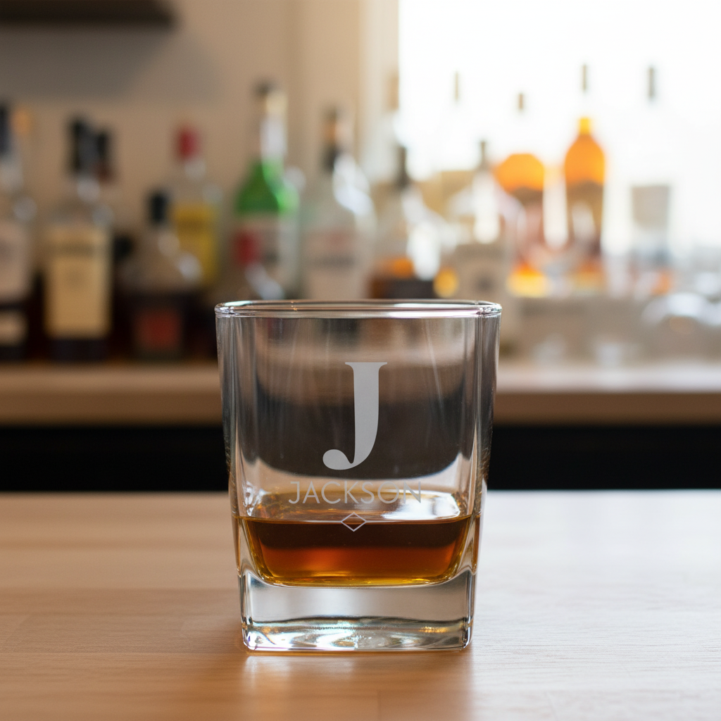 Personalized Square Whiskey Glass