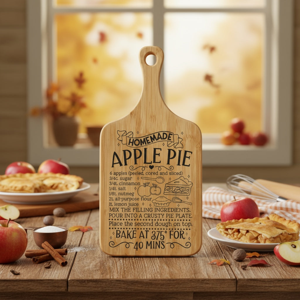 Custom Fall Pie Recipes Bamboo Serving Board