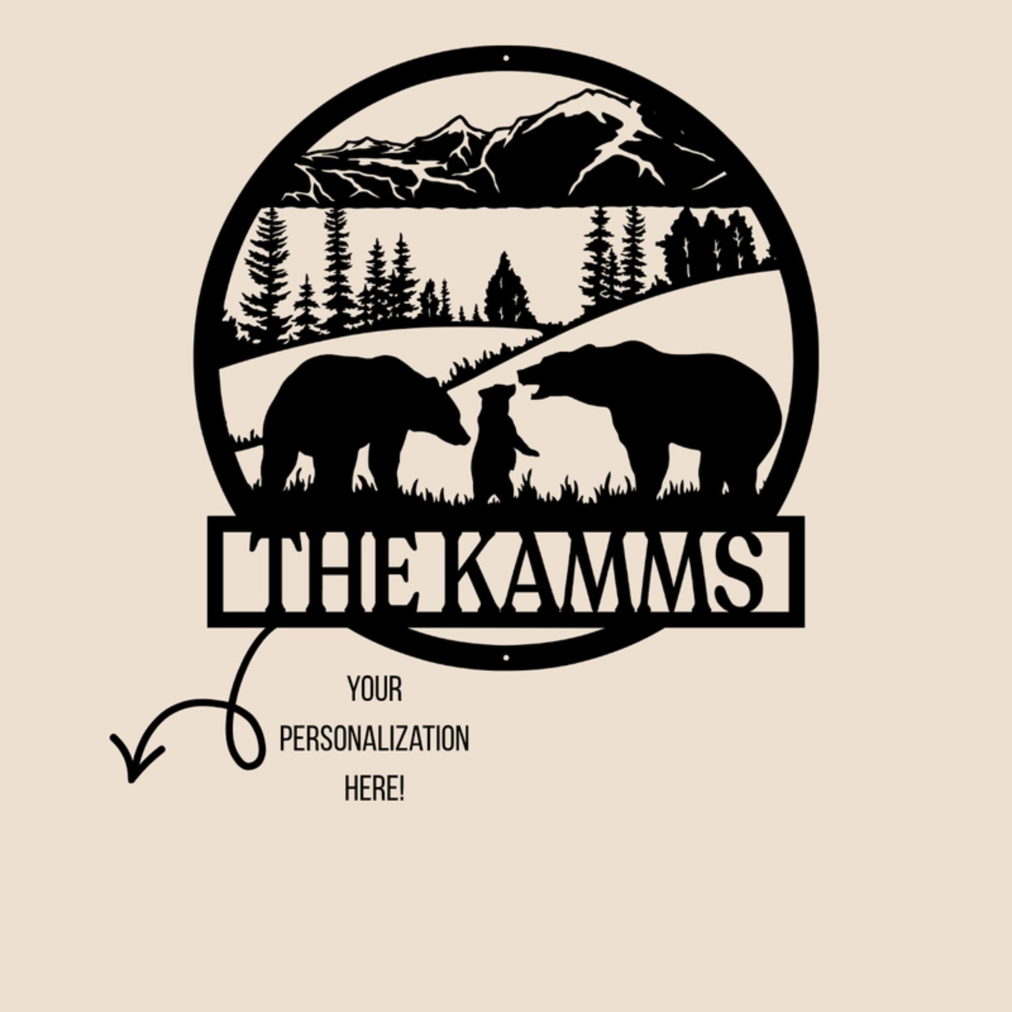 Metal Sign Bear Design