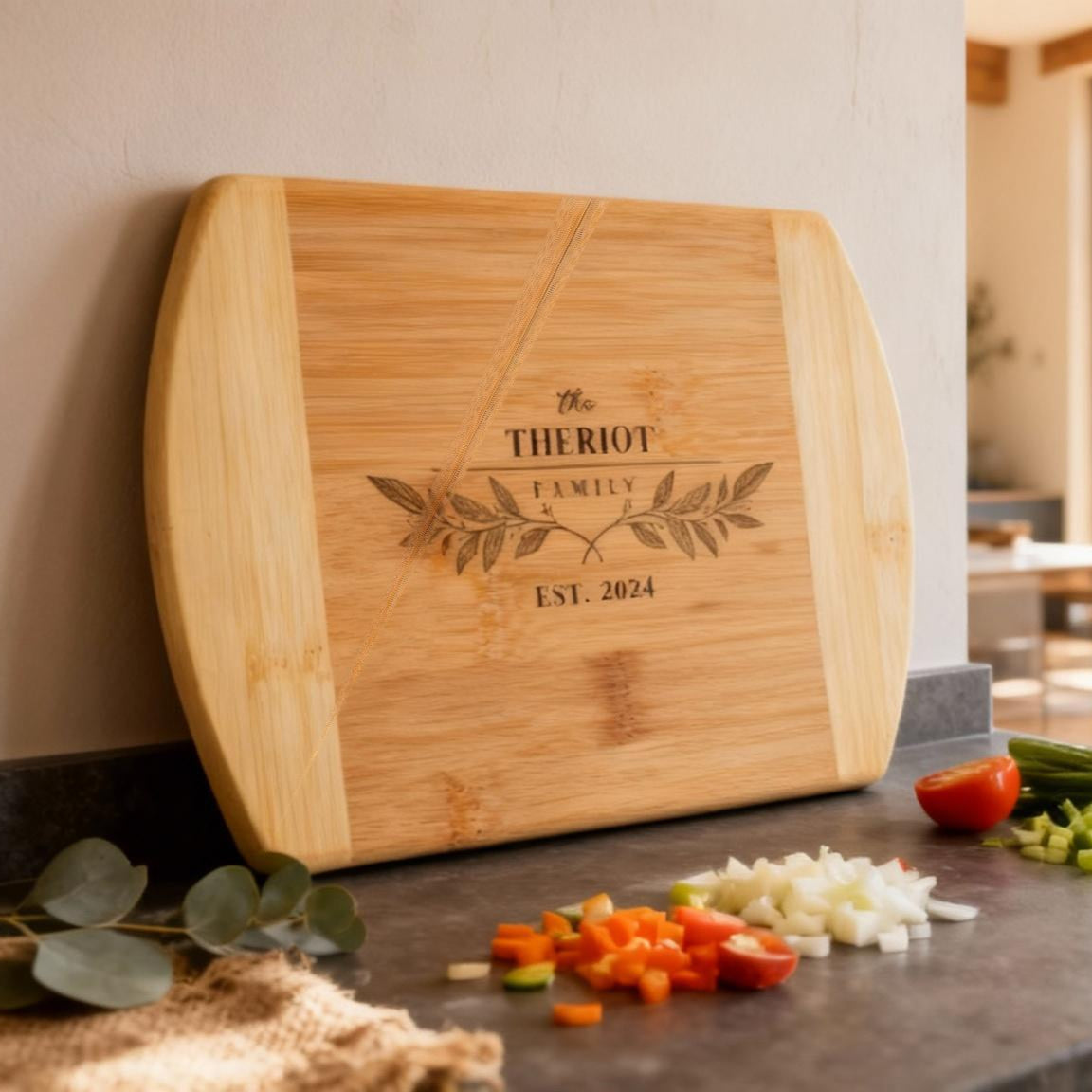 Personalized 6x8 Bamboo Rounded Edge Cutting Board