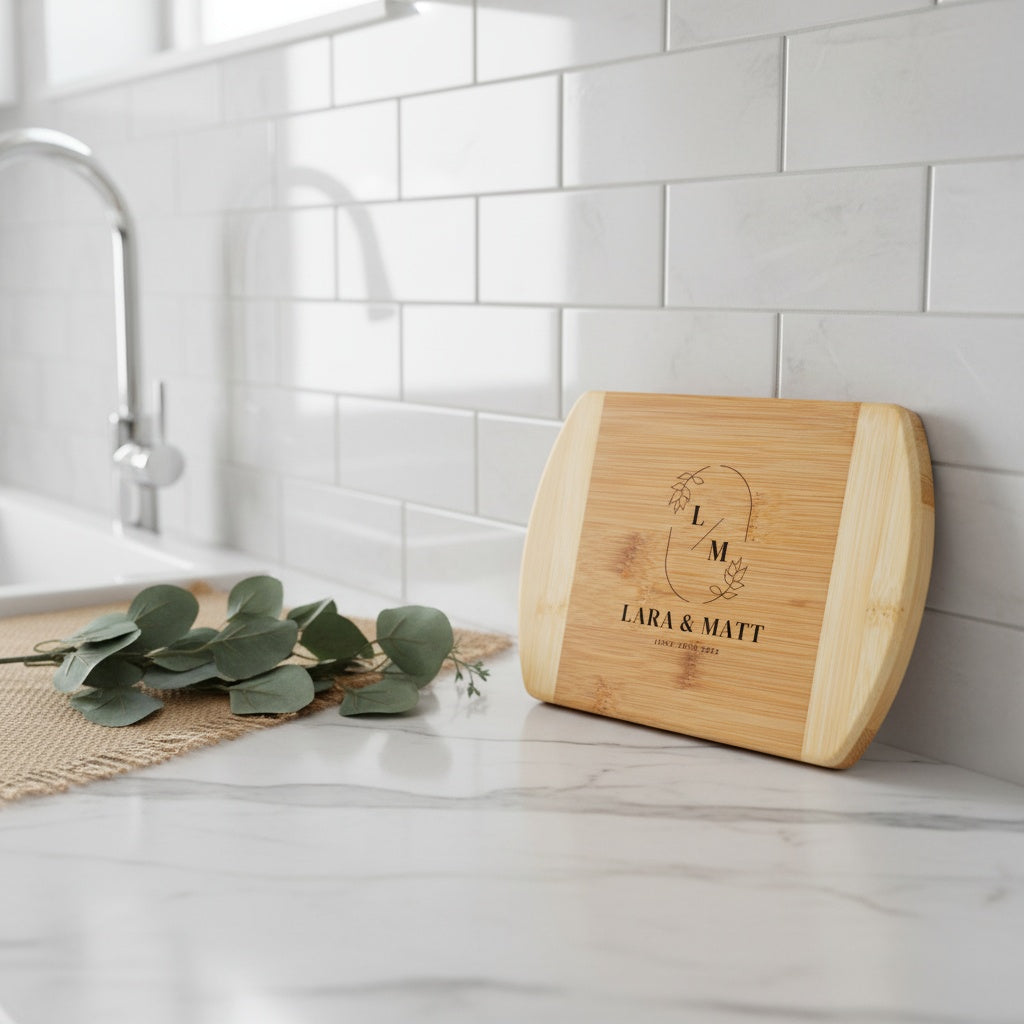 Personalized 6x8 Bamboo Rounded Edge Cutting Board