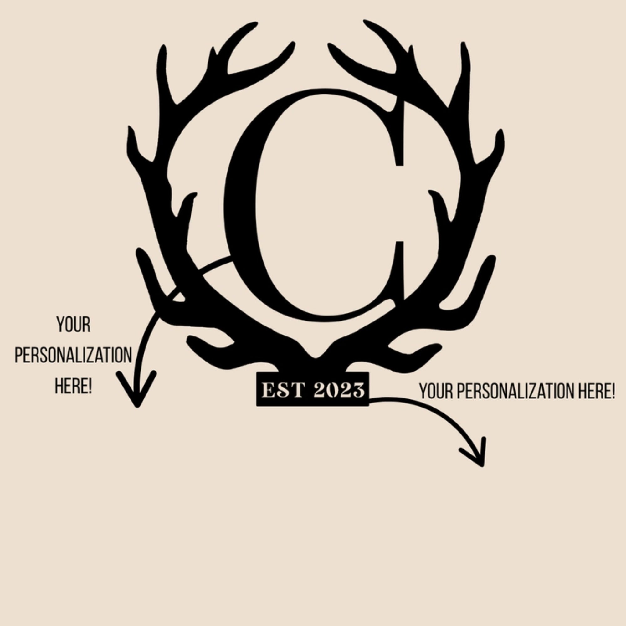 Metal Sign Antler + Initial Design