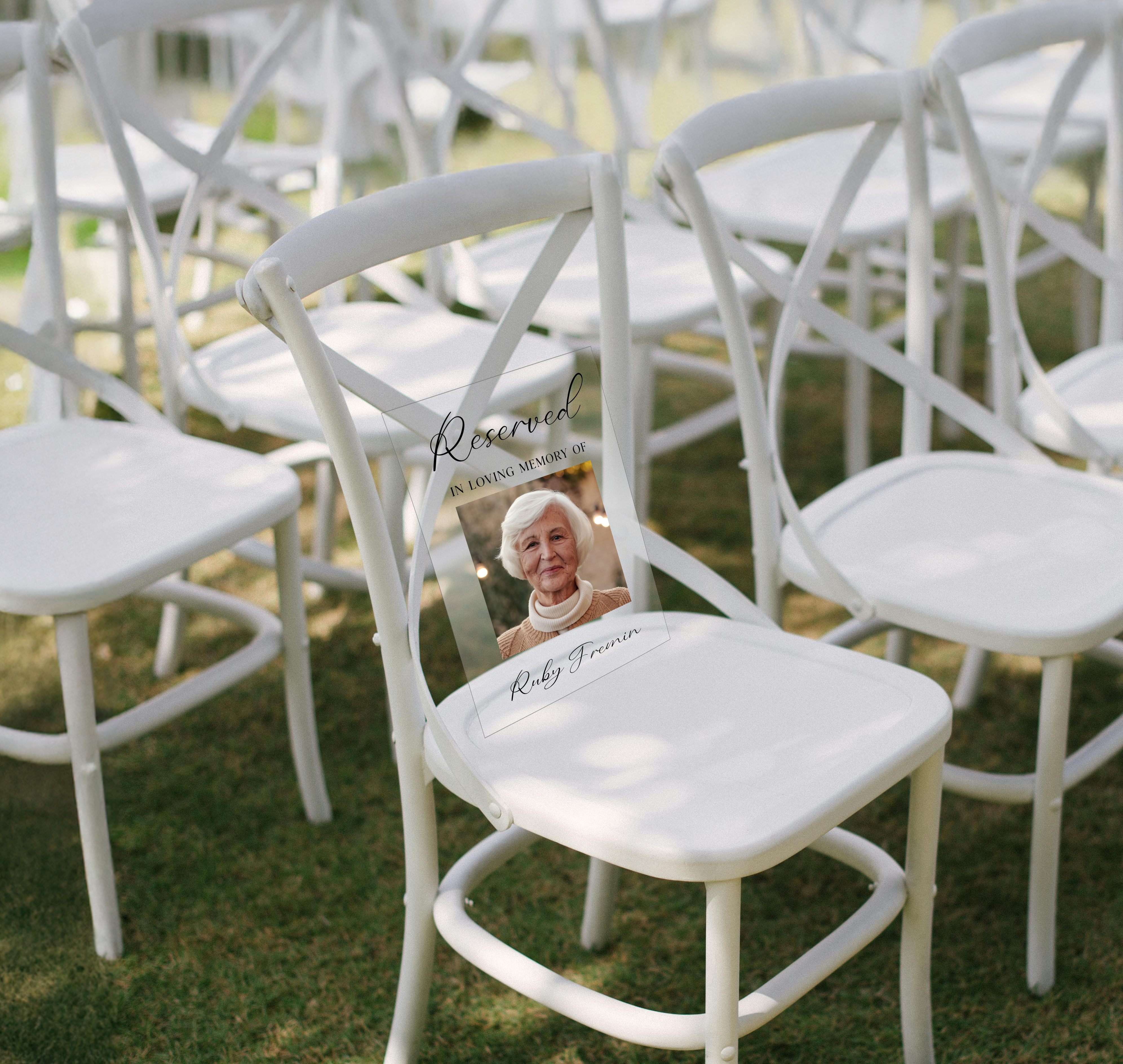 Memorial Chair Reservation Acrylic Sign 12x18"