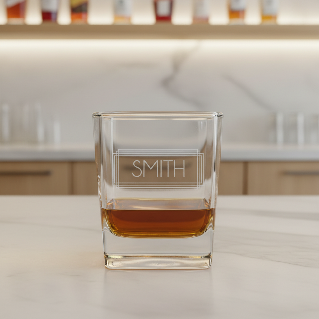 Personalized Square Whiskey Glass - Signature Designs