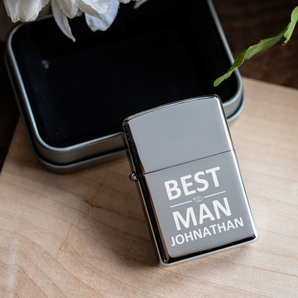 Personalized Best Man Silver Lighter