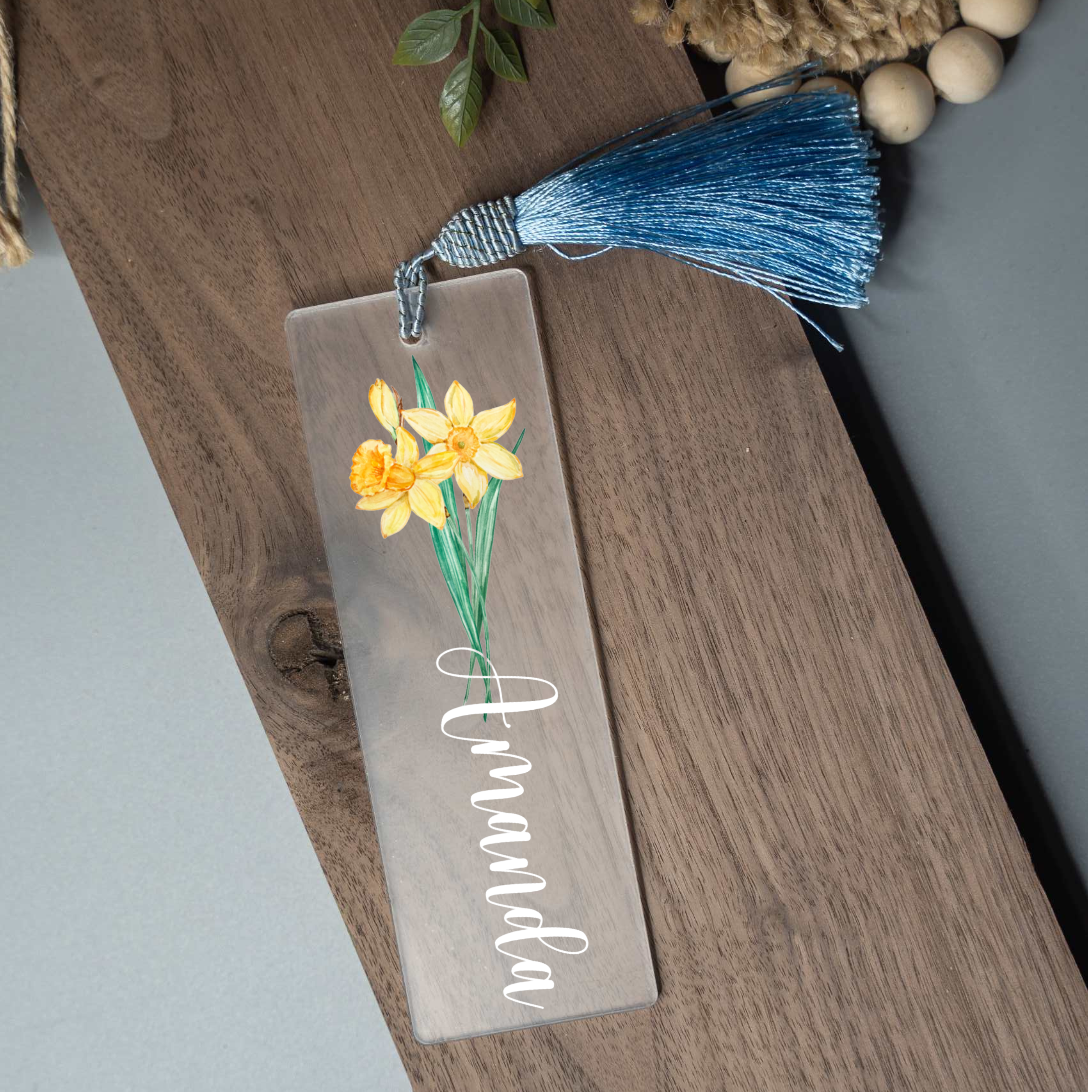 Personalized Birth Flower Bookmark with Name