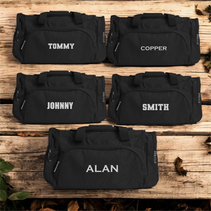 Groomsmen Gift Set of 5 Personalized Black Duffel Bags