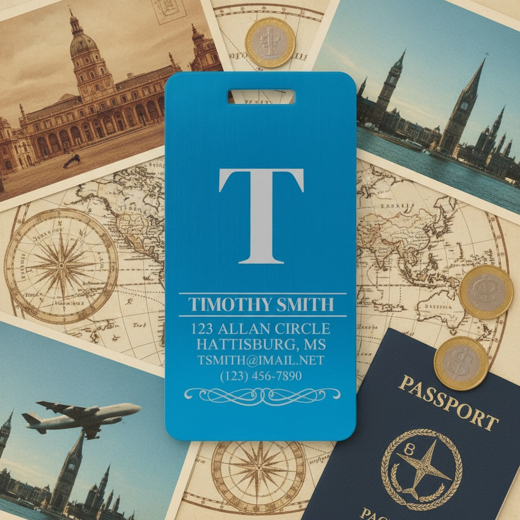 Personalized Aluminum Luggage Tags Vertical