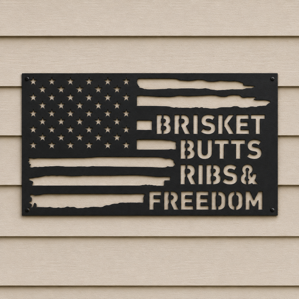 Sign Posts With Ribs Brisket Butts Ribs & Freedom Metal Sign – Personalized Guru