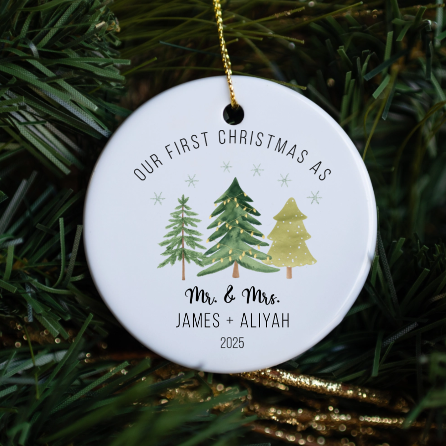 Personalized Mr. & Mrs Our First Christmas Ornament