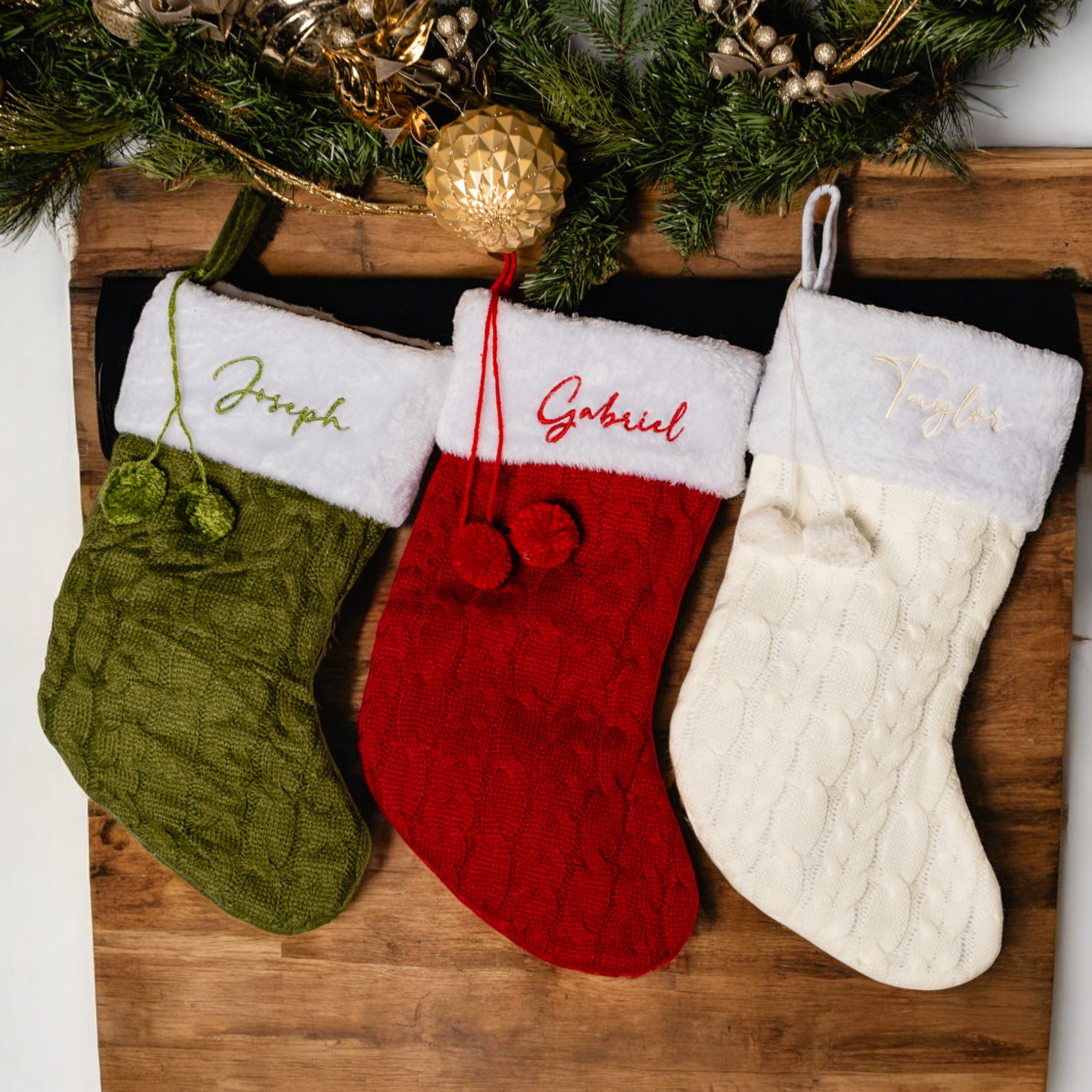 Personalized Knit Stockings with Cuff