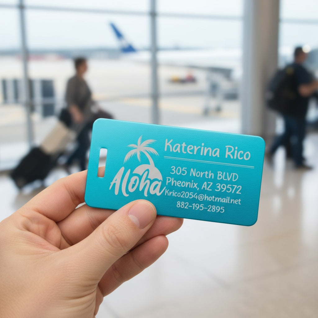 Personalized Aluminum Luggage Tags Horizontal