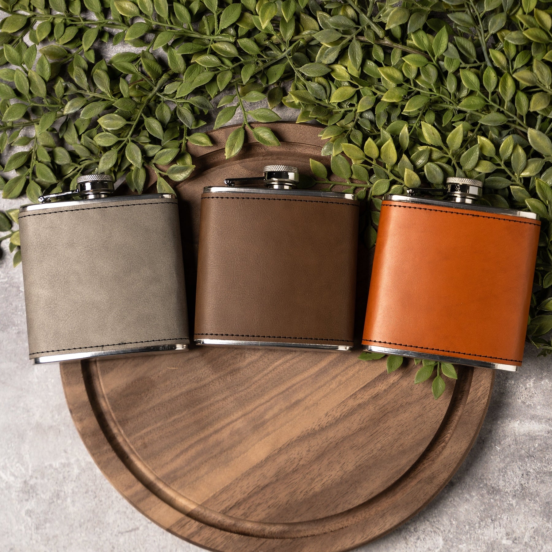Wholesale Blank Vegan Leather Wrapped Flasks