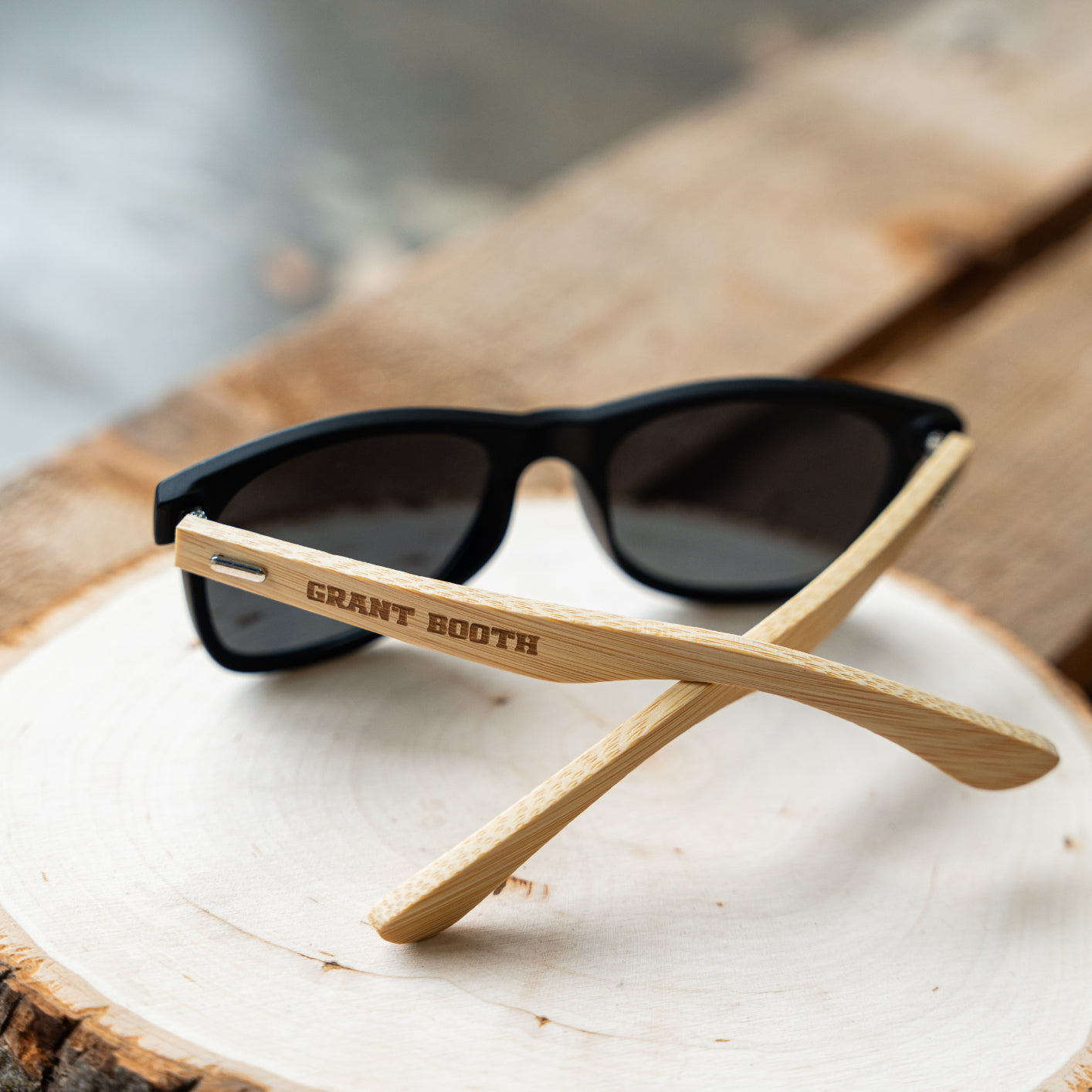 Personalized Wayfarer Wood Sunglasses 2 Sided Engraving