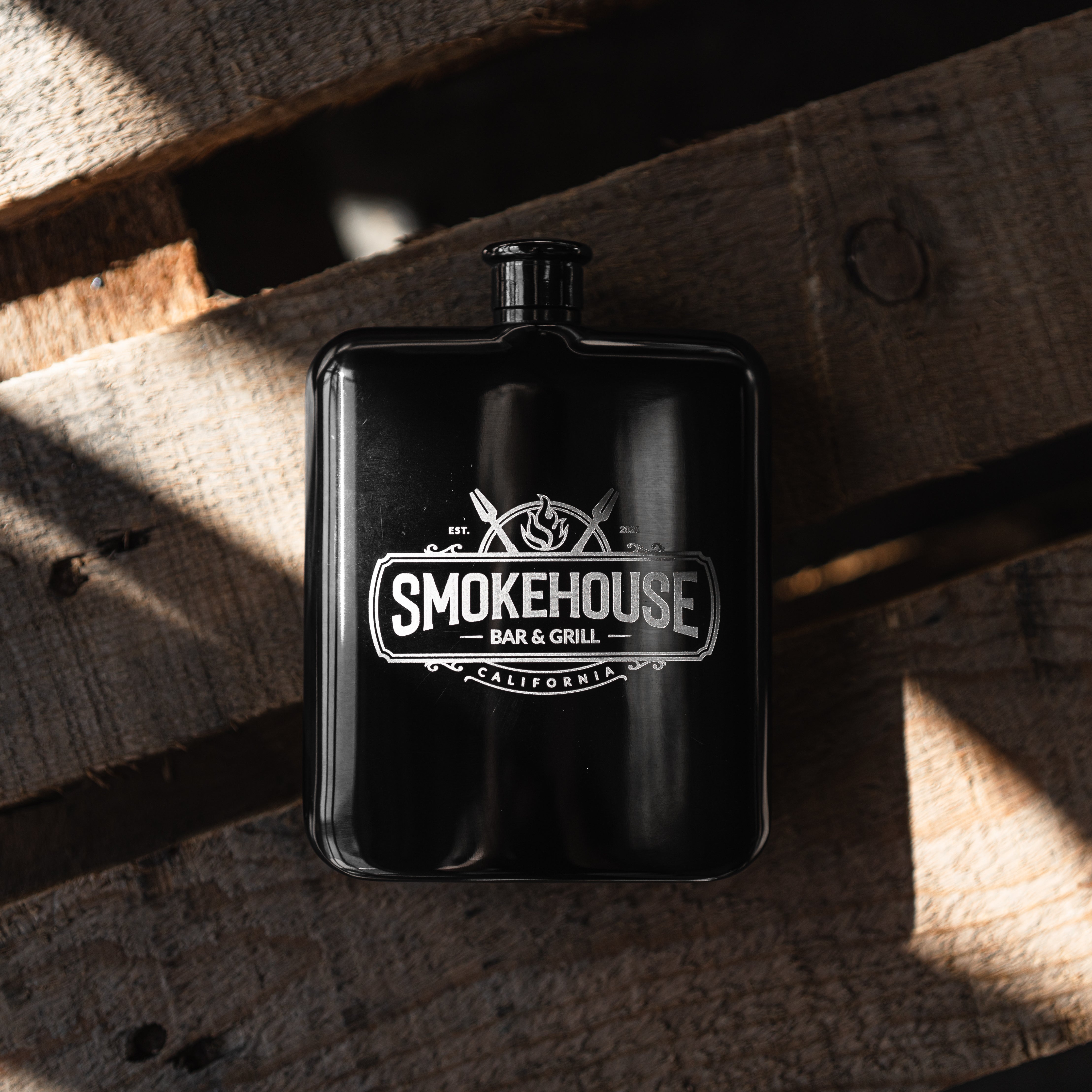 Rounded Black Flask with Custom Logo