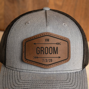 Custom Groom & Groomsmen Hats- Leather Patch