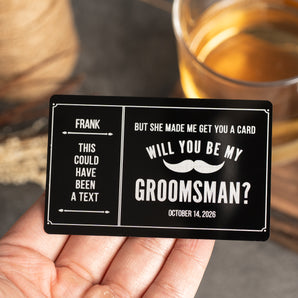 Personalized Groomsmen Proposal Black Metal Wallet Card