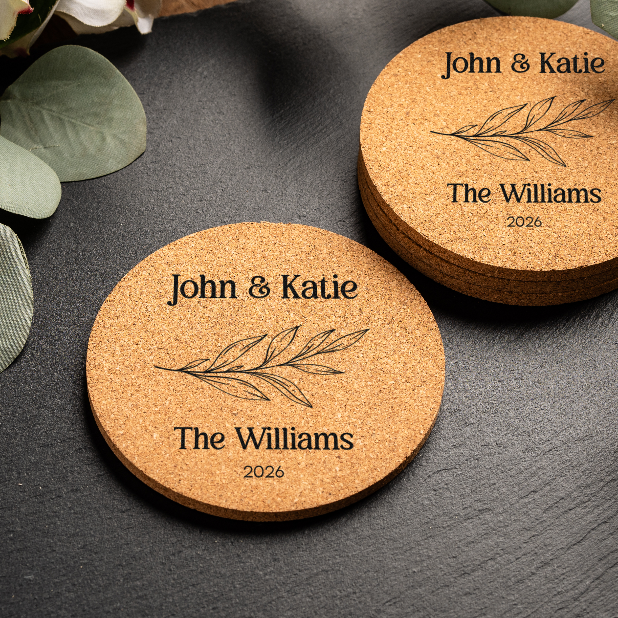 Personalized Wedding Cork Coasters