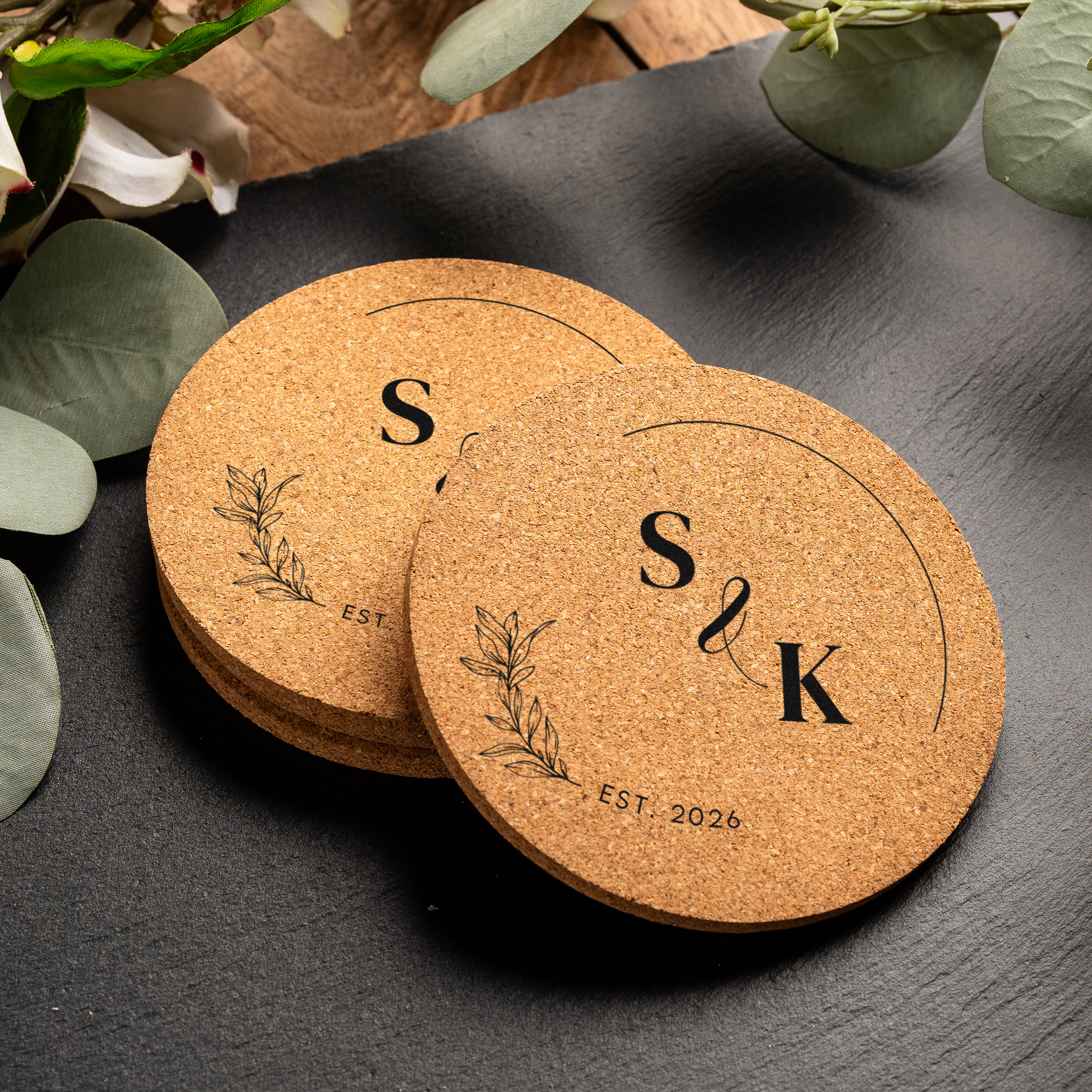 Personalized Wedding Cork Coasters