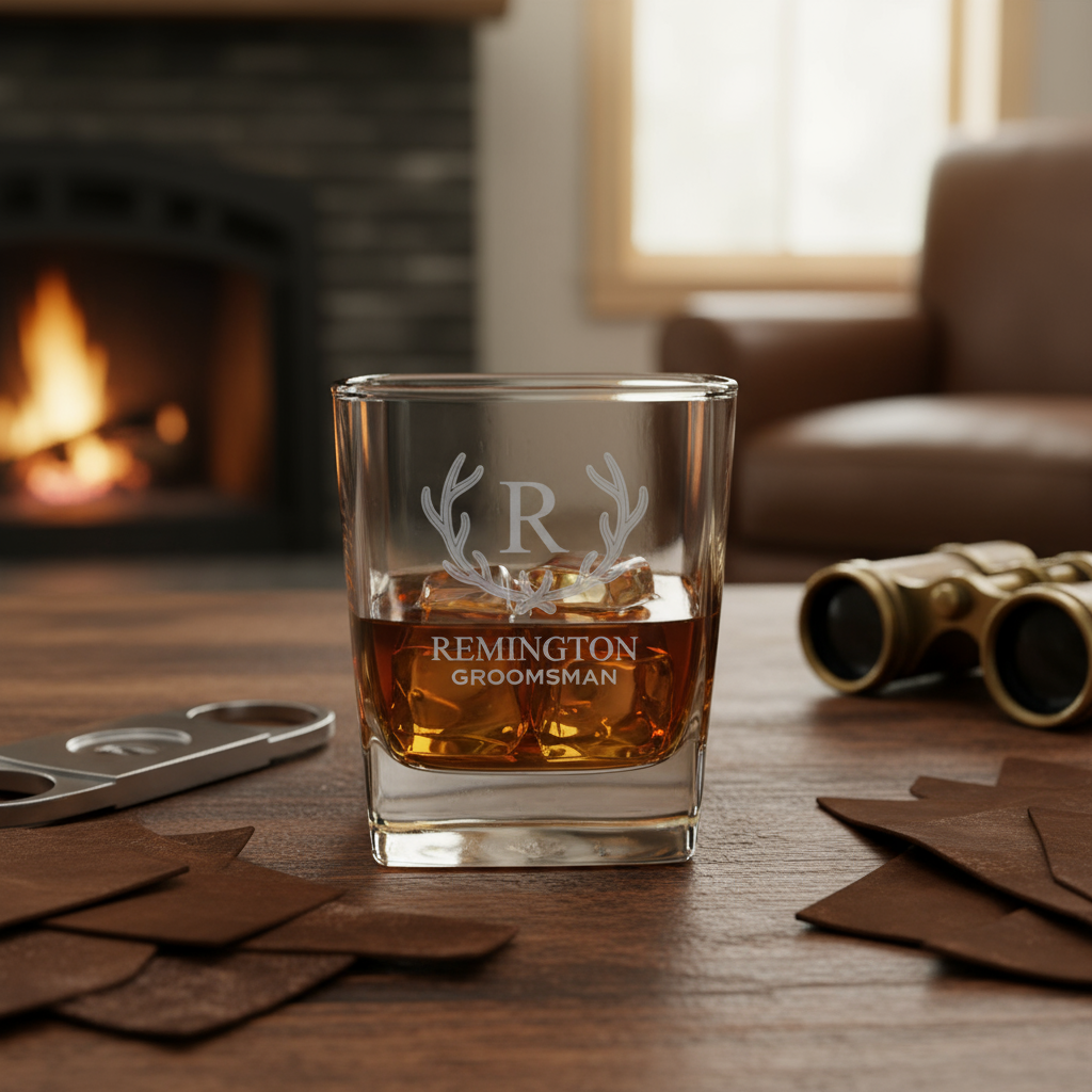 Personalized Square Whiskey Glass Wedding Designs