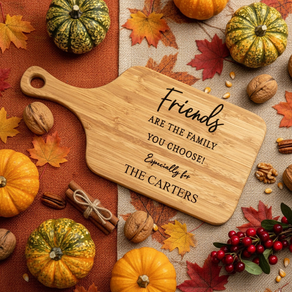 Friendsgiving Bamboo Paddle Cutting Board