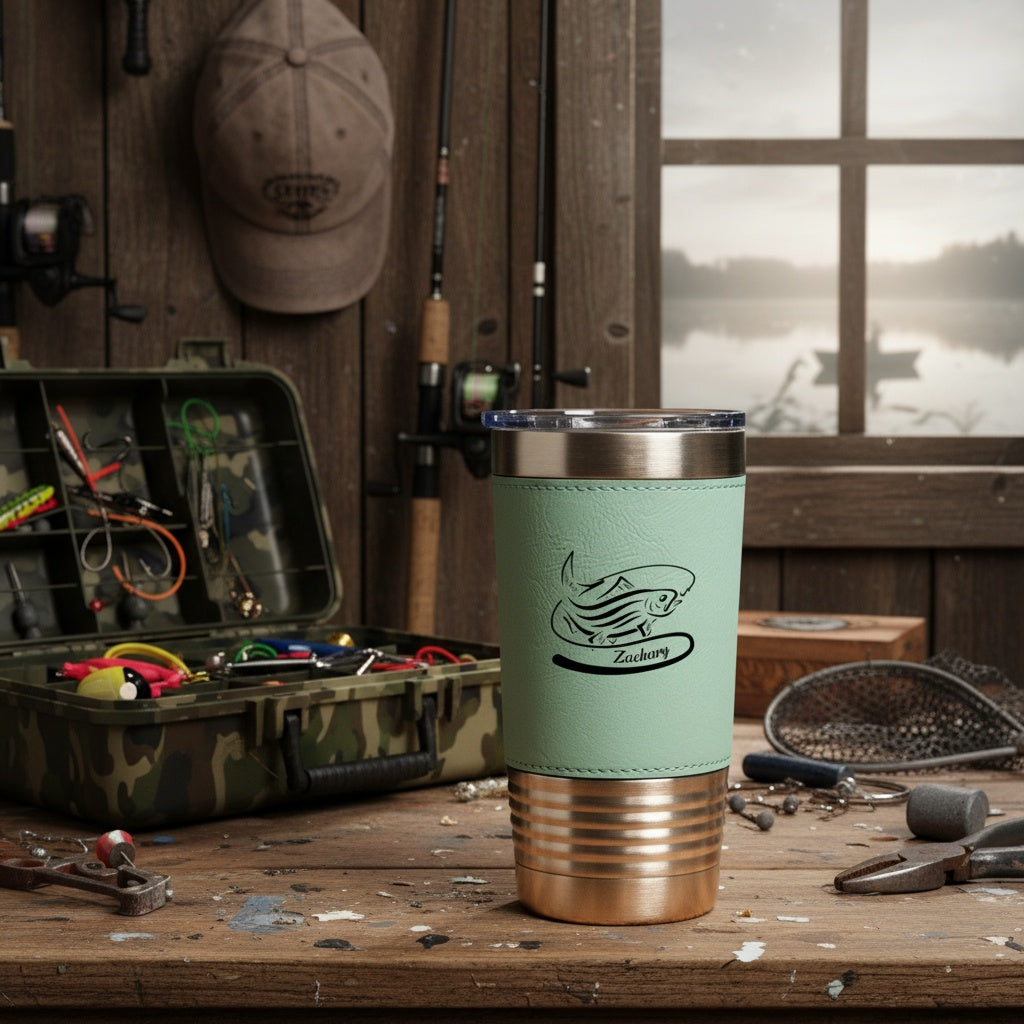 Fishing Designs Leather Wrapped Tumblers