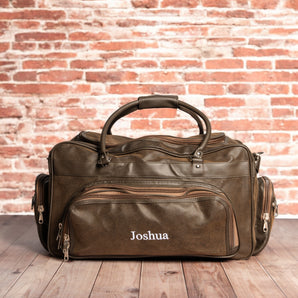 Personalized Leather Weekender Duffle Bag