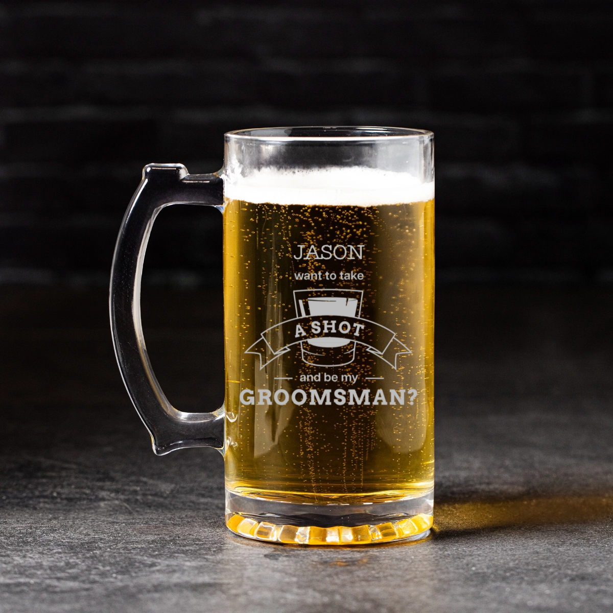 Personalized 25oz Groomsmen Proposal Beer Mug