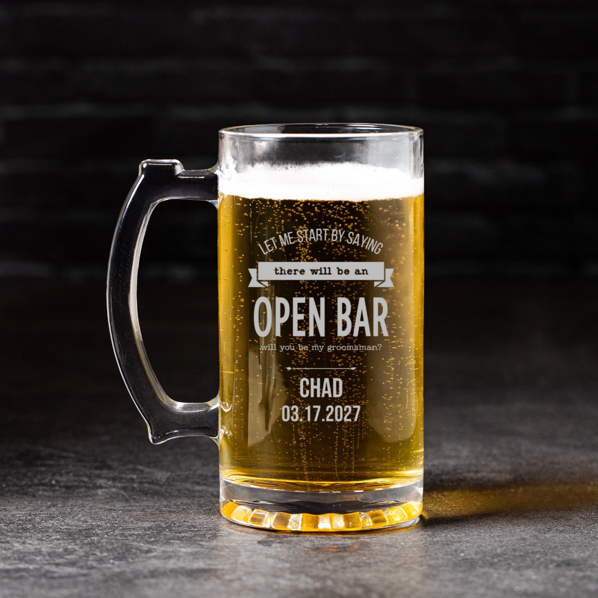 Personalized 25oz Groomsmen Proposal Beer Mug