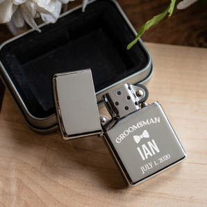 Personalized Groomsmen Silver Lighter