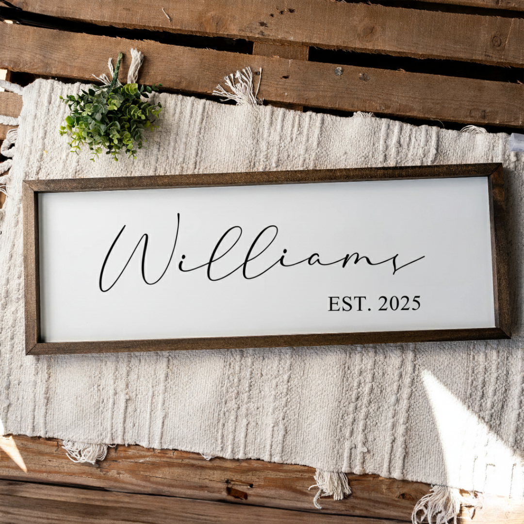 Personalized Last Name Est. Date Wood Framed Sign