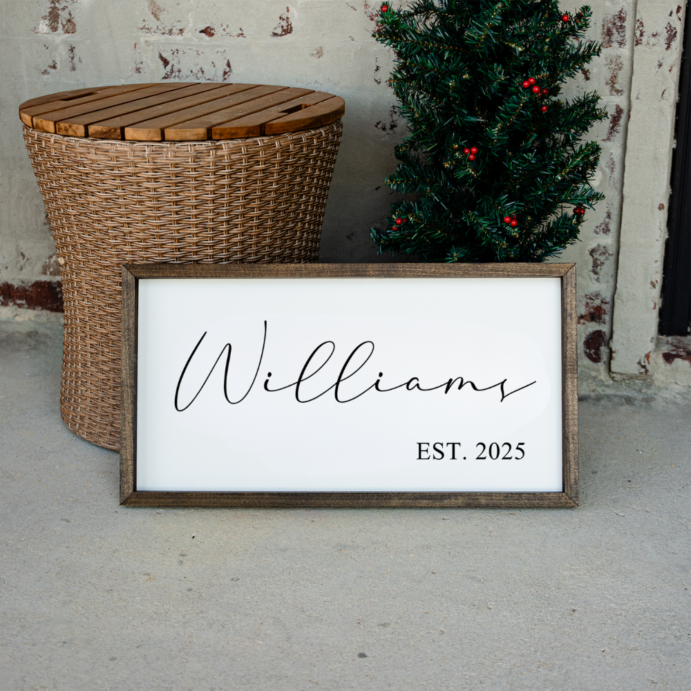 Est Display Name Personalized Last Name Est. Date Wood Framed Sign – Personalized Guru