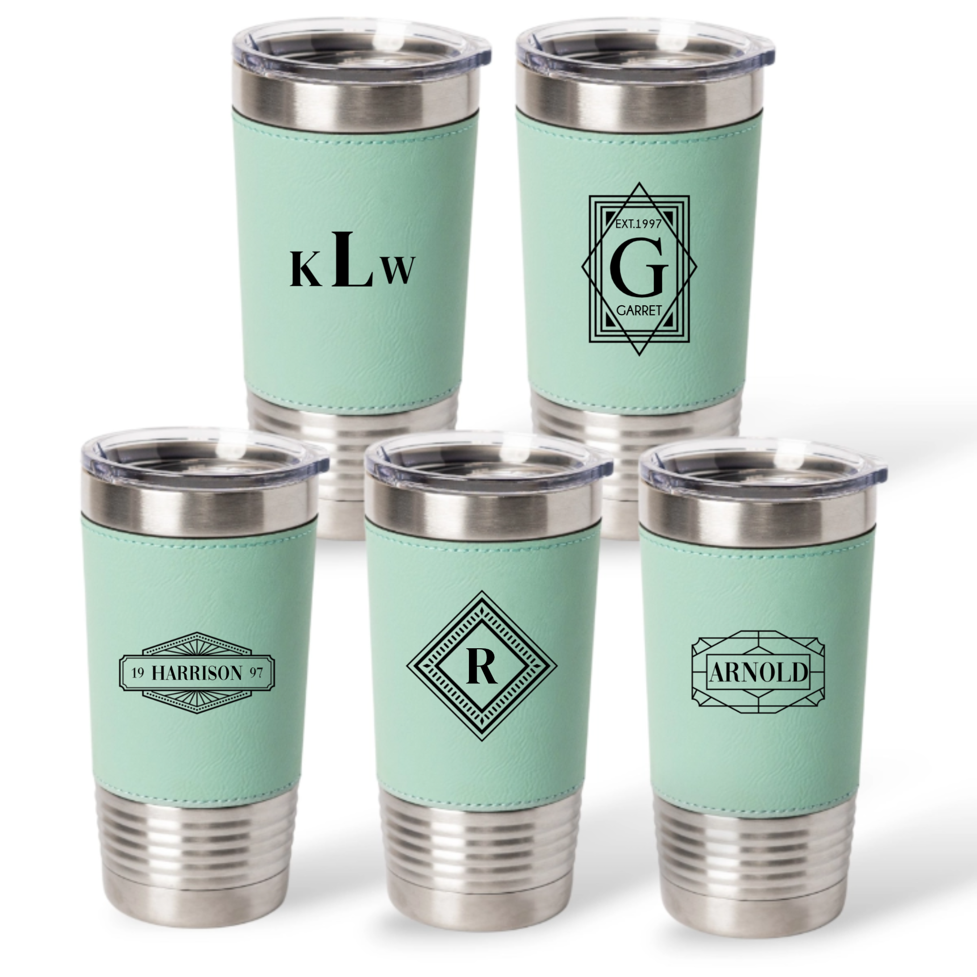 Gift Set of 5 Leather Wrapped Stainless Tumblers - Signature Designs