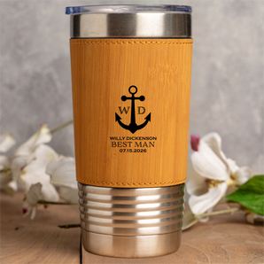 Personalized Leather Wrapped Stainless Tumblers - Bridesmaids, Groomsmen, Best Man