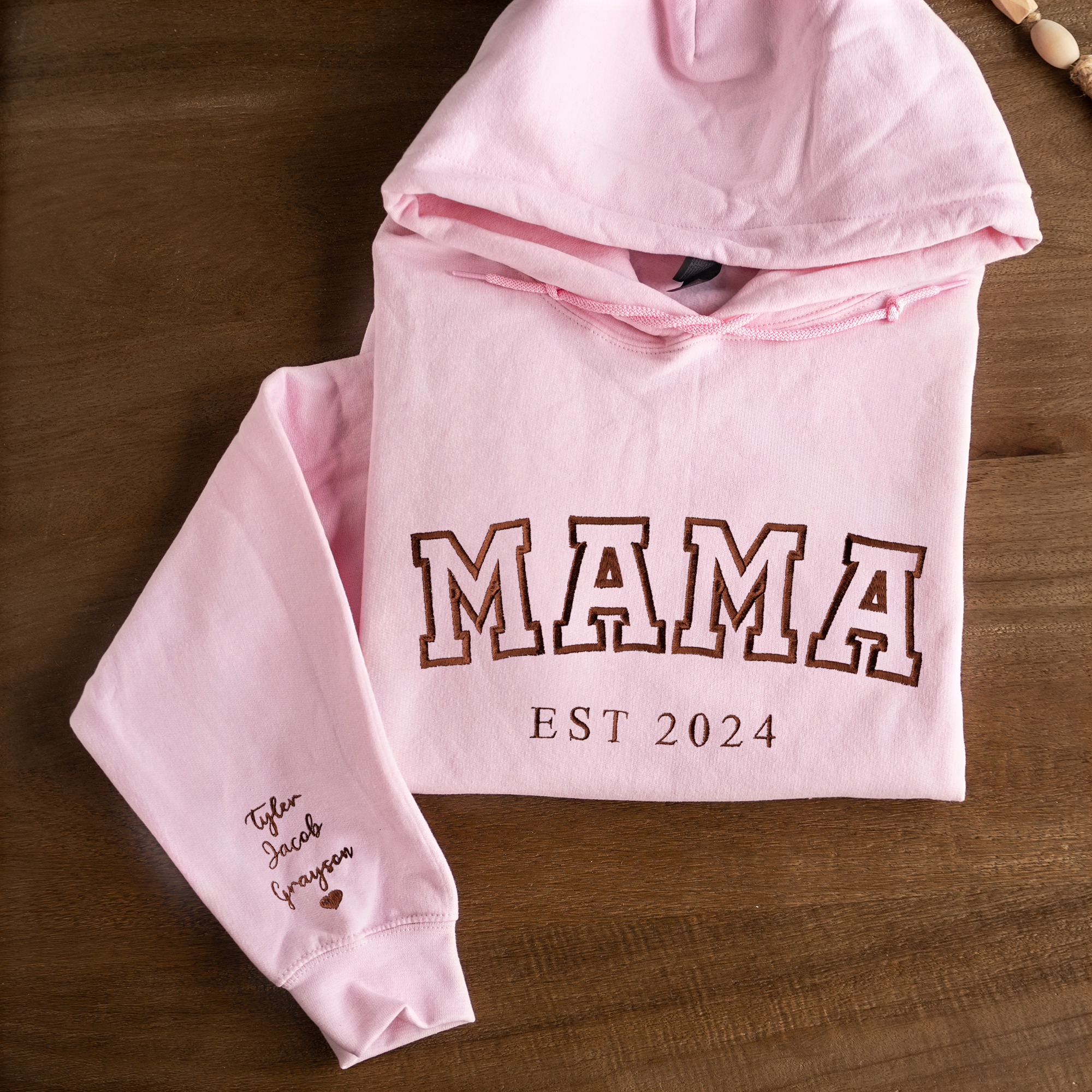 Personalized Mama Hoodie with Names on Sleeve