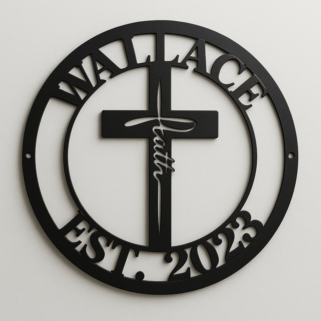 Personalized Metal Sign Cross Design