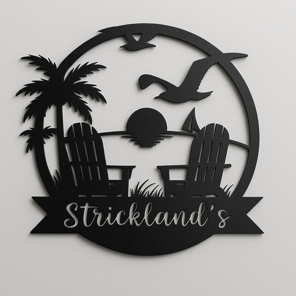 Personalized Metal Sign Beach Design