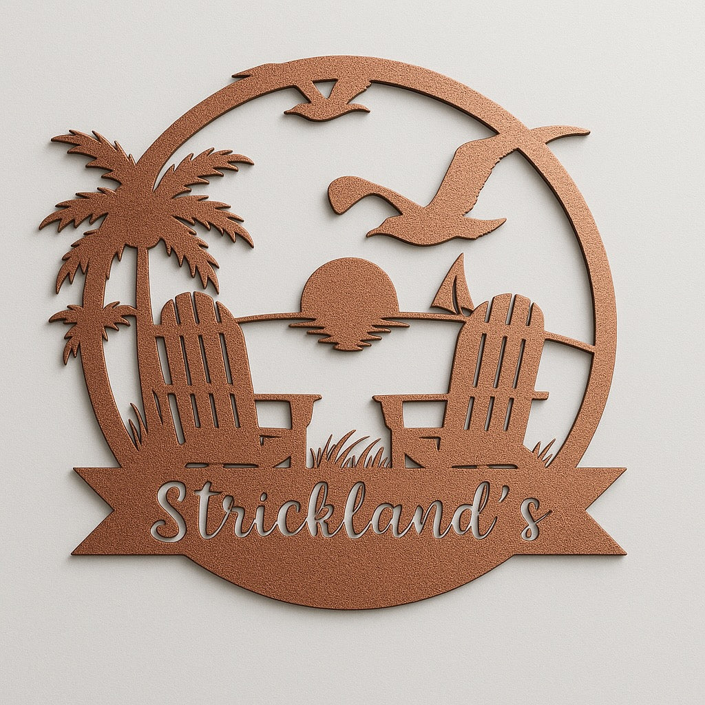 Personalized Metal Sign Beach Design